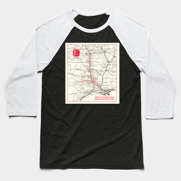 1953 Kansas City Southern Map Baseball T-Shirt by Bonita Vista Photography